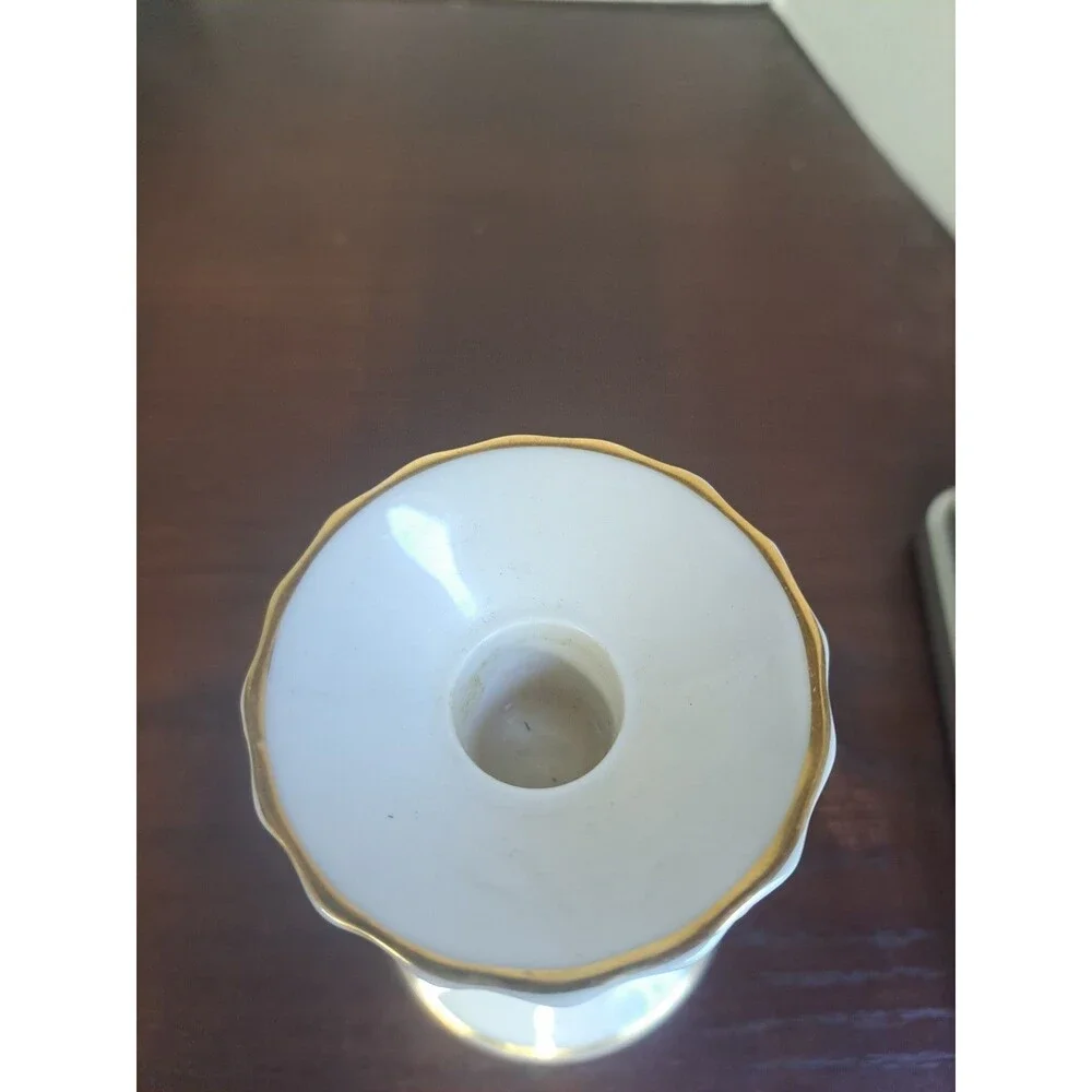 Vintage Lenox Classic Collection Bone China With Gold Trim Fluted Candlestick...
